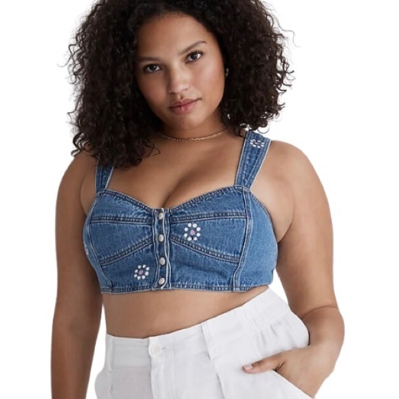 NWT Madewell Denim Sweetheart Bralette in Stamped Floral - Picture 6 of 9